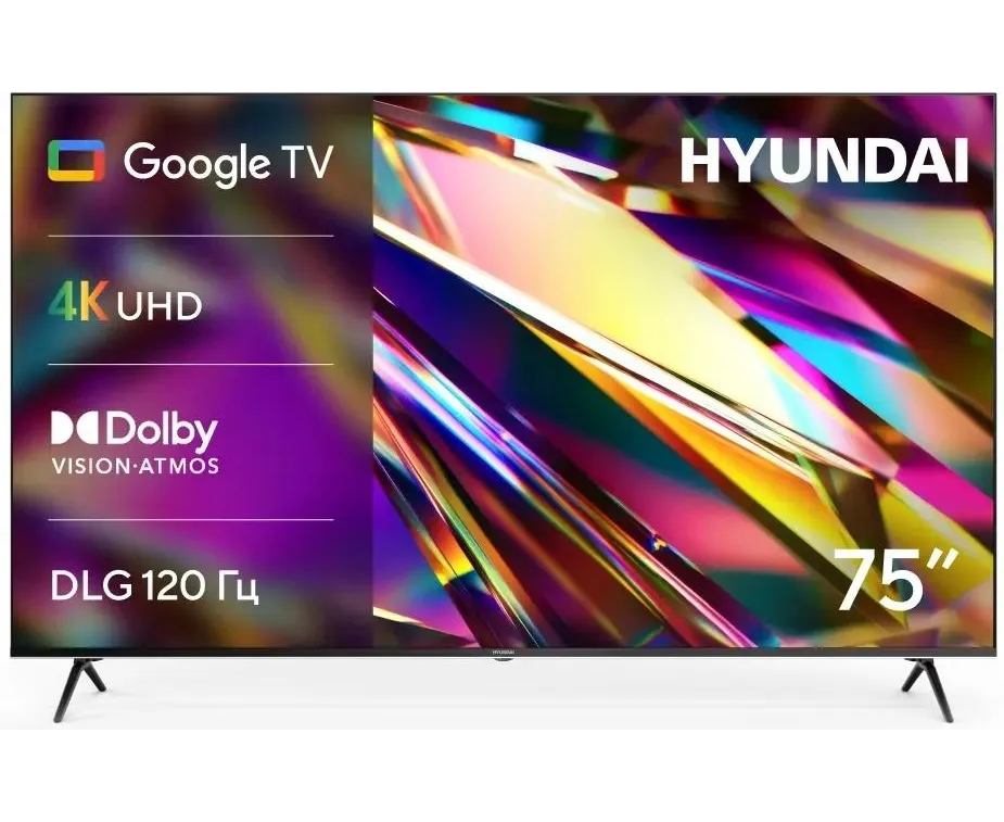 75" Телевизор Hyundai H-LED75 BU7011 черный 3840x2160, 4 K Ultra HD, 60 Гц, Wi-Fi, SMART TV, Google TV