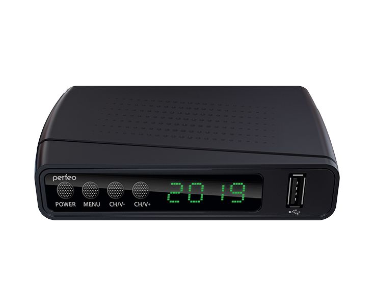 Ресивер DVB-T2 Perfeo "STREAM" PF_A4351 черный DVB-T, DVB-T2, IPTV, через Wi-Fi адаптер (адаптер в комплект не входит)