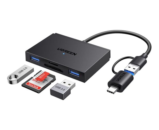 Картридер UGREEN CM812 (45167) 4-in-1 Micro SD*USB*USB-C*SDXC*SDHC Card Reader Black
