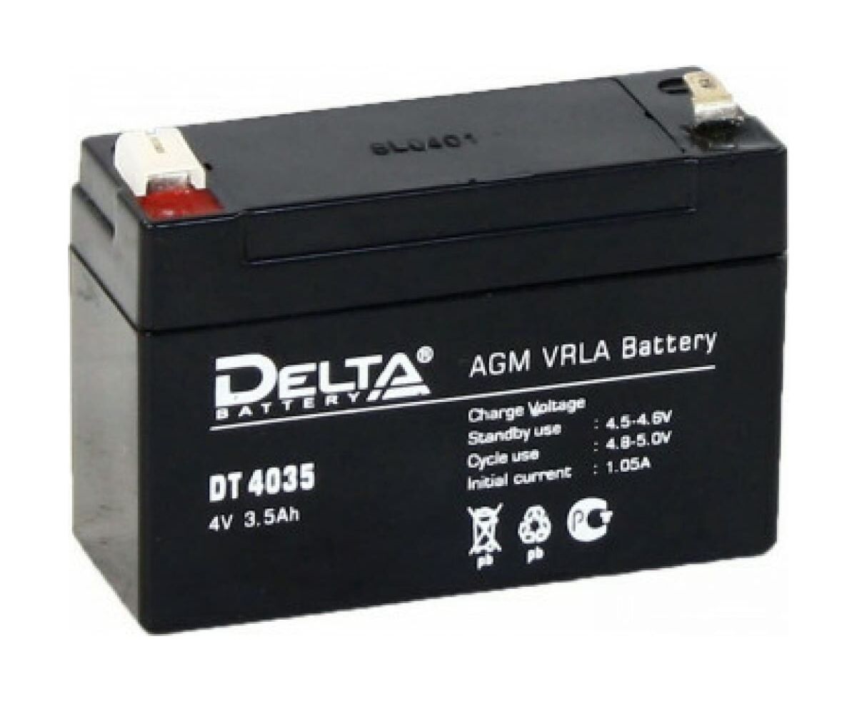Аккумуляторная батарея Delta DT 4035 напряжение 4 В, емкость 3,5 Ач (90х 34х 66mm)