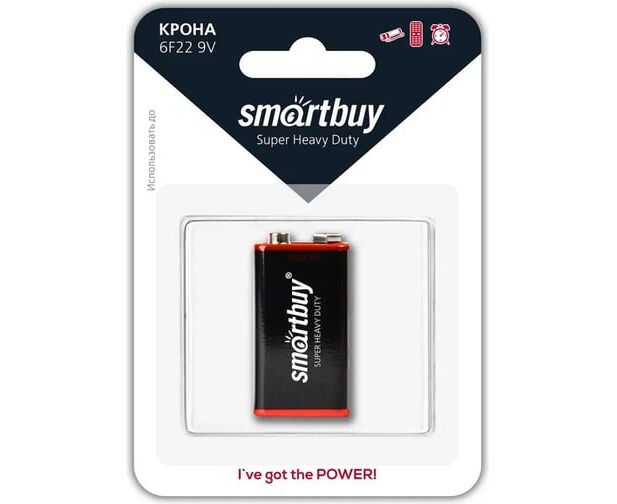 Батарейка Smartbuy 6 F22, 9 V, солевая (SBBZ-9 V01 B) блистер 1 шт.