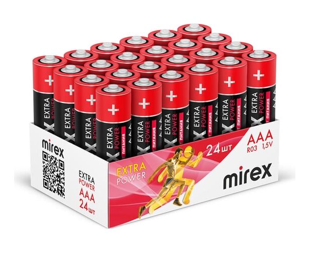 Батарейка AAA Mirex R03-24 Box Extra Power (23702-ER03-B24) 1.5 B, (24/960)
