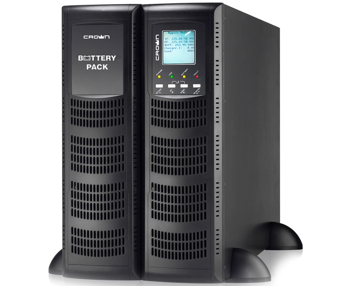 ИБП Crown CMUOA-300 X-6 K (CM000001884) On-Line 6000 VA/5400 W, корпус металл, Tower&rack, 3 U+3 U, АКБ 20*12 V/7 AH, PF-0.9