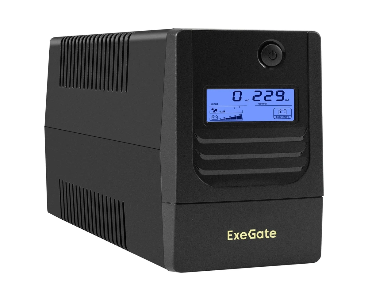 ИБП Exe Gate Smart LB-850.LCD.AVR.2 SH (EX299502 RUS) 850 VA/510 W, LCD, AVR, 2*Schuko, батарея 12 V 9 Ah, Black