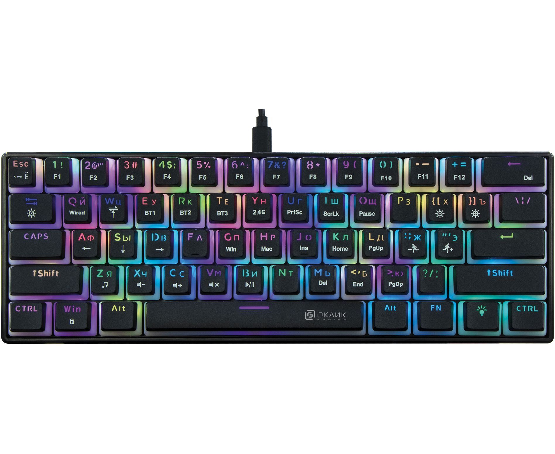 Клавиатура OKLICK K763 W механическая черный USB беспроводная BT/Radio Multimedia for gamer LED