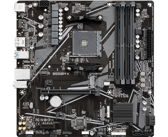 MB s AM4 Gigabyte B550 M K AMD B550 4x DDR4 m ATX AC`97 8ch(7.1) Gb LAN RAID+HDMI+DP