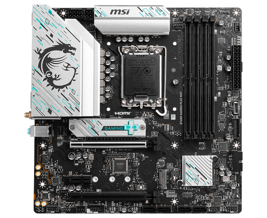 MB s1700 MSI B760 M Gaming Plus Wifi, Intel B760, 4x DDR5-5600 МГц, 2x PCI-Ex16, 2x M.2, Micro-ATX