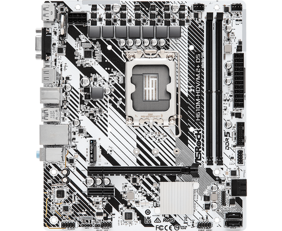 MB s1700 AS Rock H610 M-HDV/M.2+ D5, Intel®H610, 2x DDR5-4800, D-SUB+HDMI+DP, 1x PCI-Ex16, 1x PCI-Ex1, 4x SATA3, 1x M.2, 8 Ch Audio, G Lan, (4+2)x USB2.0, (1+2)x USB3.2, (1+0)x USB3.2 Type-C™, 1x P...