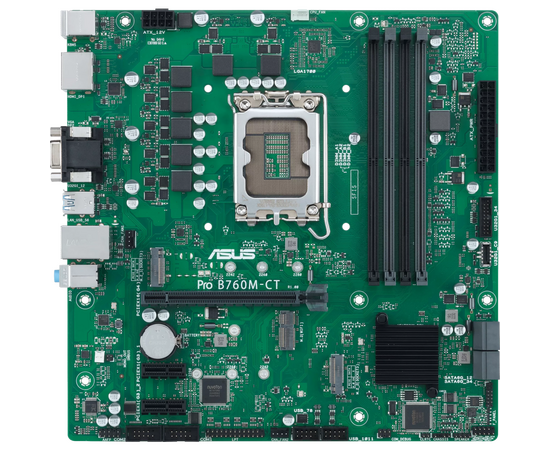 Материнская плата ASUS Pro B760 M-CT-CSM, LGA1700, B760, 4*DDR5, VGA+HDMI+2x DP, 4x SATA3 + RAID, 2x M2, Audio, Gb LAN, USB 3.2, USB 2.0, m ATX
