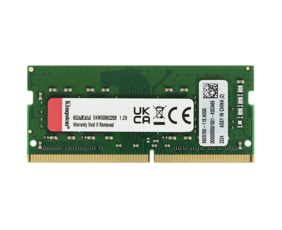 ОЗУ Kingston KVR32 S22 S8/8 WP 8 GB DDR4 3200 SO DIMM Value RAM Non-ECC, CL22, 1.2 V, 1 Rx8, RTL