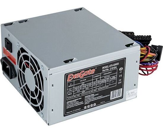 Блок питания Exegate EX219184 RUS AB450, ATX, 8cm fan, 24+4pin, 3x SATA, 1x FDD, 2x IDE