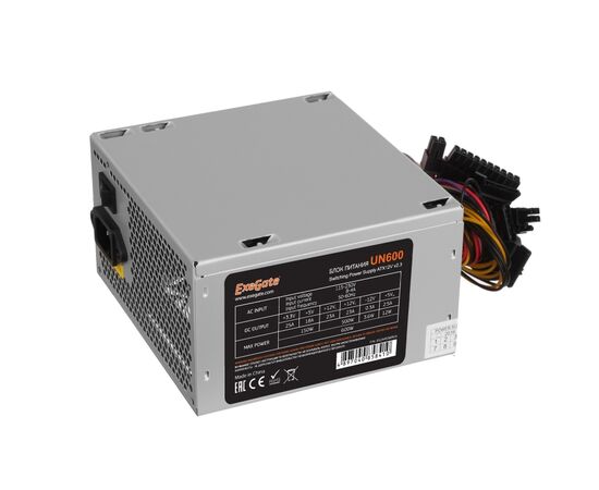 Блок питания Exegate EX244556 RUS UN600, ATX, 12cm fan, 24+4pin, 6pin PCI-E, 3x SATA, 1x FDD, 2x IDE