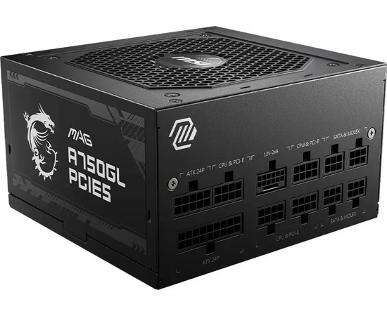 Блок питания MSI MAG A750 GL PCIE5 Gen.5 (306-7 ZP8 B11-CE0) ATX 750 W 80+ gold (20+4pin) APFC 120mm fan 8x SATA Cab Manag RTL