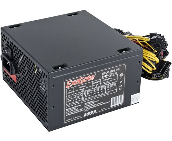 Блок питания Exegate EX221638 RUS 500 NPXE(+PFC), ATX, black, 12cm fan, 24+4pin, 6pin PCI-E, 3x SATA