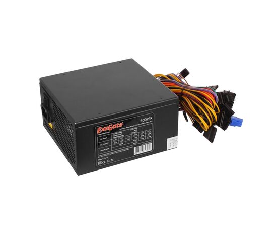 Блок питания Exegate EX221641 RUS 500 PPX RTL, ATX, black, active PFC, 12cm, 20+4pin/4pin/PCI-E/4x IDE/5x SATA