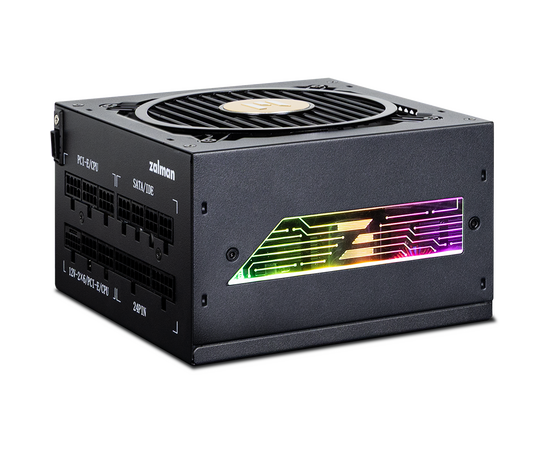 Блок питания Zalman ZM1200-TMX2 View, 1200 W, ATX12 V v3.0, APFC, 12cm Fan, 80+ Gold Gen5, Full Modular, side ARGB lights, Retail