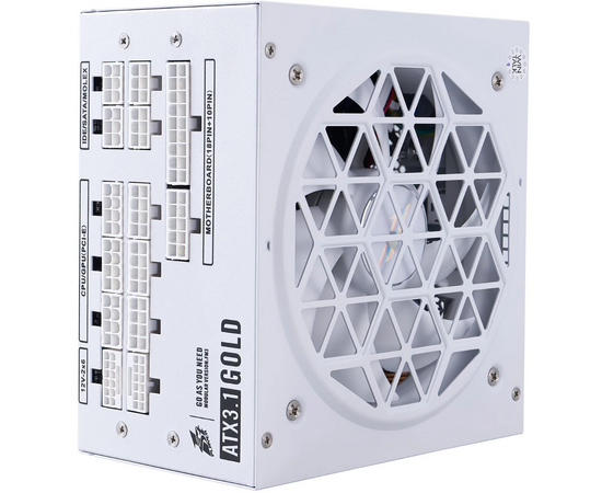 Блок питания 1 STPLAYER NGDP Gold 1200 W White (HA-1200 BA4-WH) / ATX 3.1, P Cle 5.1, APFC, 80 Plus Gold, LLC+DC-DC, 120mm fan, full modular