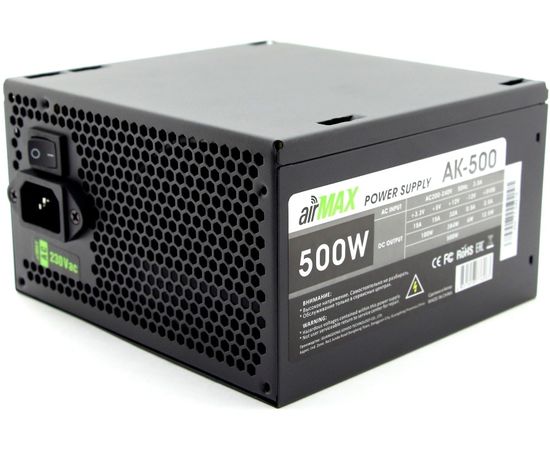 Блок питания Air Max AK-500 W 500 W ATX 24+4+6пин, 120mm (SCP)(OVP)(OCP)(UVP)ATX 12 V v.2.3