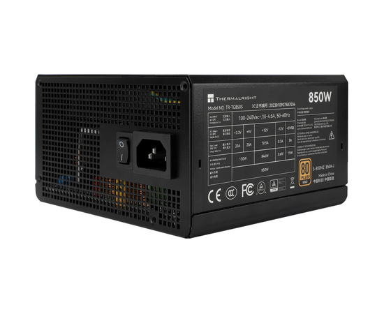 Блок питания Thermalright TR-TG850 S 850 W 80+ Gold (ATX, 3.0, PC Ie 5.0, Non-modular, 1x24(20+4)pin, 1x CPU 8(4+4)pin, 2x PC Ie*2 8(6+2))