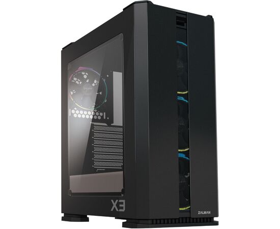 Корпус Zalman X3 Black, ATX, Window, 2x3.5", 2x2.5", 2x USB2.0, 2x USB3.0, FRONT 3x120mm RGB, REAR 1x120mm RGB