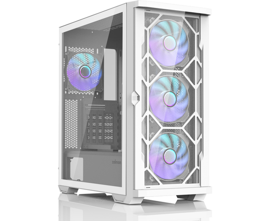 Корпус ZALMAN Z10 Duo White, ATX, White, Window, 2x3.5", 2x2.5", 2x USB3.0, 1x USB 3.1 Type-C, Front 3x120mm Infinity Mirror ARGB, Rear 1x120mm Infinity