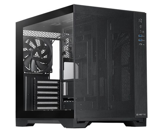 Корпус CHIEFTEC Visio Air GM-30 B-M-OP без БП, боковая панель из закаленного стекла, 3x PWM 140мм вентилятора, черный, ATX