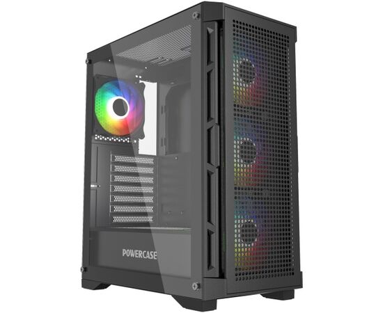 Корпус Powercase Ultimate Black (CUB-A4), Tempered Glass, 4x 120mm ARGB fans, ARGB HUB, чёрный, ATX