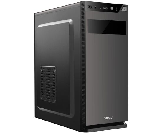 Корпус Ginzzu A190, ATX, 2x USB2.0, черный,w/o PSU, w/o fan