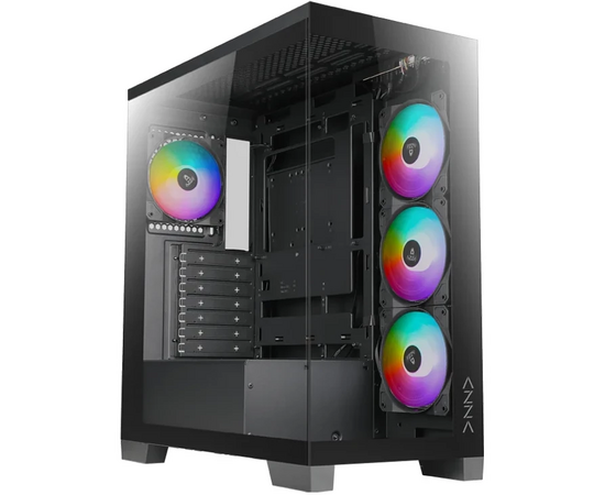 Корпус Azza Cove черный (CSAZ-570 B Cove) без БП ATX 4x120mm 1x USB2.0 1x USB3.0 1x USB3.1 audio bott PSU