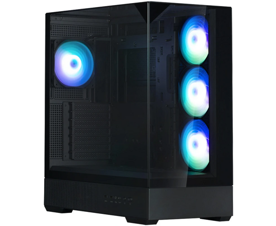 Корпус ZALMAN P40 Prism Plus, ATX, Black, Window, 3x Combo (3.5'' or 2.5"), 1x USB Type-C, 2x USB3.0, Side 3x120mm ARGB, Rear 1x120mm ARGB