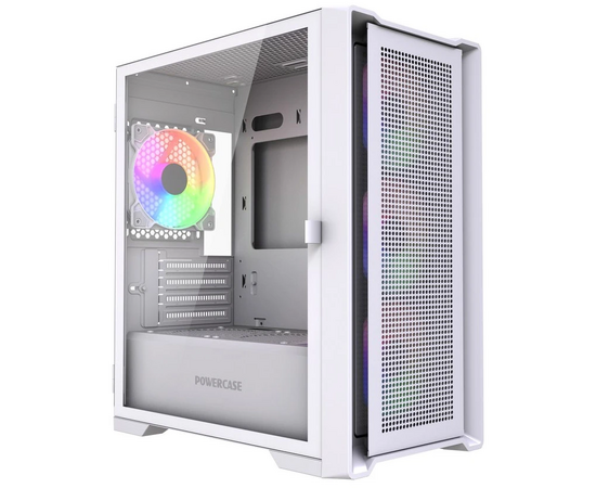 Корпус Powercase Alisio Micro X4 W V2 LE (CAMCXW-A4-LE), Tempered Glass, 4х 120mm ARGB PWM fans, белый, m ATX