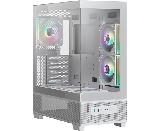 Корпус XASTRA Q500 6 ARGB-C10-UC White (Q500-6 FM12 A-C10-UC-WH) ATX/Aquarium/Screewless/ 6x120mm ARGB PWM FM fans/Argb+PWM HUB 10port/ Type-C