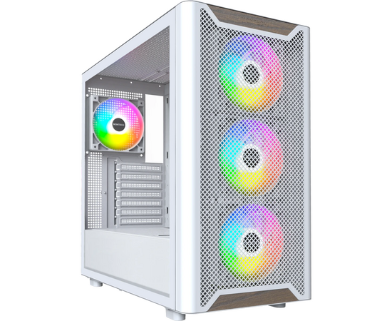 Корпус Montech XR Wood белый без БП ATX 3x120mm 2x USB3.0 audio bott PSU