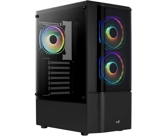 Корпус AEROCOOL Quantum-G-BK-v2 (4710562758511) Miditower ATX, micro ATX, mini-ITX W/PSU 7x12cm Fan (1 предустановлен) черный с окном