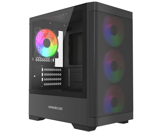 Корпус Powercase Mistral Micro A13 B (CMMA13 B-L4), Tempered Glass, 4x120mm FRGB fan, чёрный, m ATX