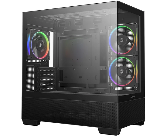Корпус Deepcool CG380 3 F без БП, боковое окно (панорама), 3x120mm ARGB PWM вентилятора, черный, m ATX