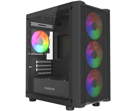 Корпус Powercase Mistral Micro EM19 (CMMEM19 B-A4), Tempered Glass, 4x120mm ARGB PWM fan, чёрный, m ATX