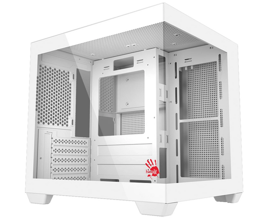 Корпус BLOODY CC-121 (cc-121-wh), m ATX, Mini-Tower, без БП, белый