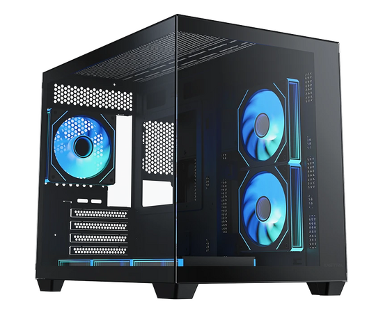 Корпус XASTRA QW500 M 6 ARGB-C10-UC Black (QW500 M-6 FM12 A-C10-UC) m ATX/Aquarium/Screewless/ 6x120mm ARGB PWM FM fans/Argb+PWM HUB 10port/Type-C