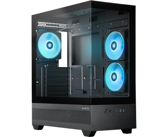 Корпус CHIEFTEC Vista GT-01 B-OP, TG (aquarium), 3x120mm ARGB Fan, mini-ITX, m ATX, ATX, черный