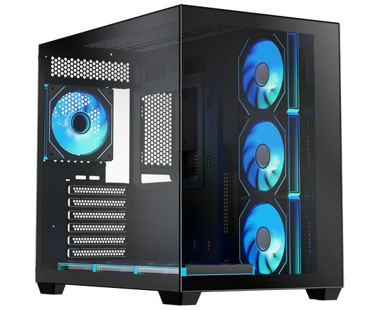 Корпус XASTRA QW500 7 ARGB-C10-UC Black (QW500-7 FM12 A-C10-UC) ATX/Aquarium/Screewless/7x120mm ARGB PWM FM fans/Argb+PWM HUB 10port/Type-C