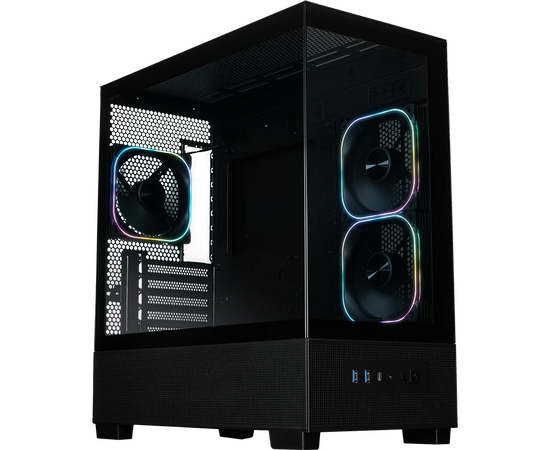 Корпус XASTRA Q500 M 3 ARGB-FG-C10-UC Black (Q500 M-3 FG12 A-C10-UC) m ATX/Aquarium/Screewless/ 3x120mm ARGB PWM FG fans/Argb+PWM HUB 10port/ Type-C