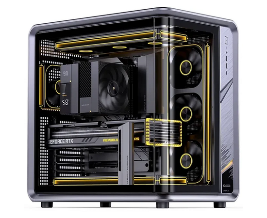 Корпус JONSBO Jonsplus BO400 CG, TG (aquarium), mini-ITX, m ATX, ATX, серый