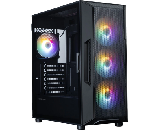 Корпус ZALMAN i3 Neo V2, ATX, Black, Front Mesh, Window, 2x Combo (3.5" or 2.5"), 1x2.5", 1x USB Type C, 1x USB3.0, Front 3x120mm FRGB, Rear 1x120mm FRGB