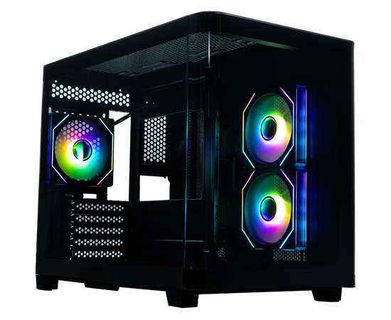 Корпус XASTRA QR500 M 3 ARGB C10-UC (QR500 M-3 FM12 A-C10-UC) Black m ATX/Aquarium/ 2 Curve Glass/3x120mm ARGB PWM FM fans/ Argb+PWM HUB 10port /Type-C