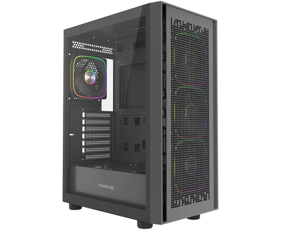 Корпус Powercase Byte Flow Black V2 (CBFB-A4-V2), Tempered Glass, 4x 120mm ARGB fans, чёрный, ATX