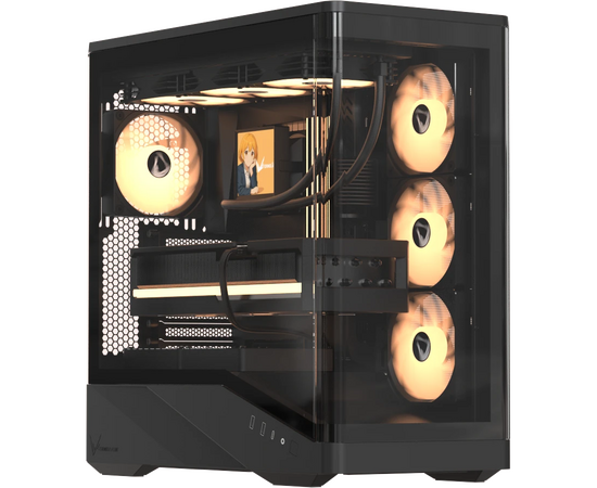 Корпус Formula V Line Crystal U9 PA Black, ATX, Type-C*1, USB3.0*2, Curved Glass, Side 3x Performance ARGB, Rear 1x Performance ARGB