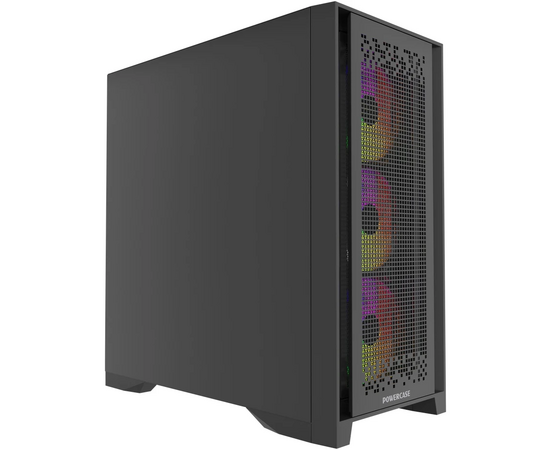Корпус Powercase Byte Flow Pro CP ARGB (CH9 CLPB-A4), Black, Non Window, Type-C, 4x 140mm ARGB PWM fans, чёрный, E-ATX