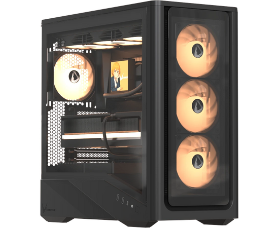 Корпус Formula V Line Air Power G9 Duo PA Black, ATX, Type-C*1, USB3.0*2, MESH/Glass Front Panel, Front 3x Performance ARGB, Rear 1x Performance ARGB