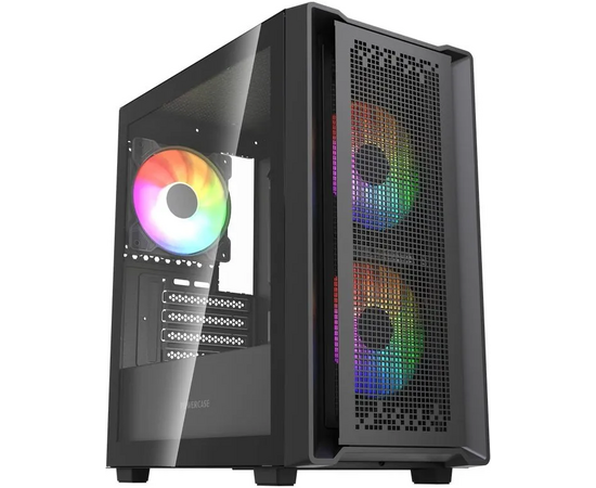 Корпус Powercase Mistral SM04 ARGB (CMMSM04 B-A3), Tempered Glass, Front Nylon Filter, 3x120mm ARGB PWM fans, чёрный, m ATX